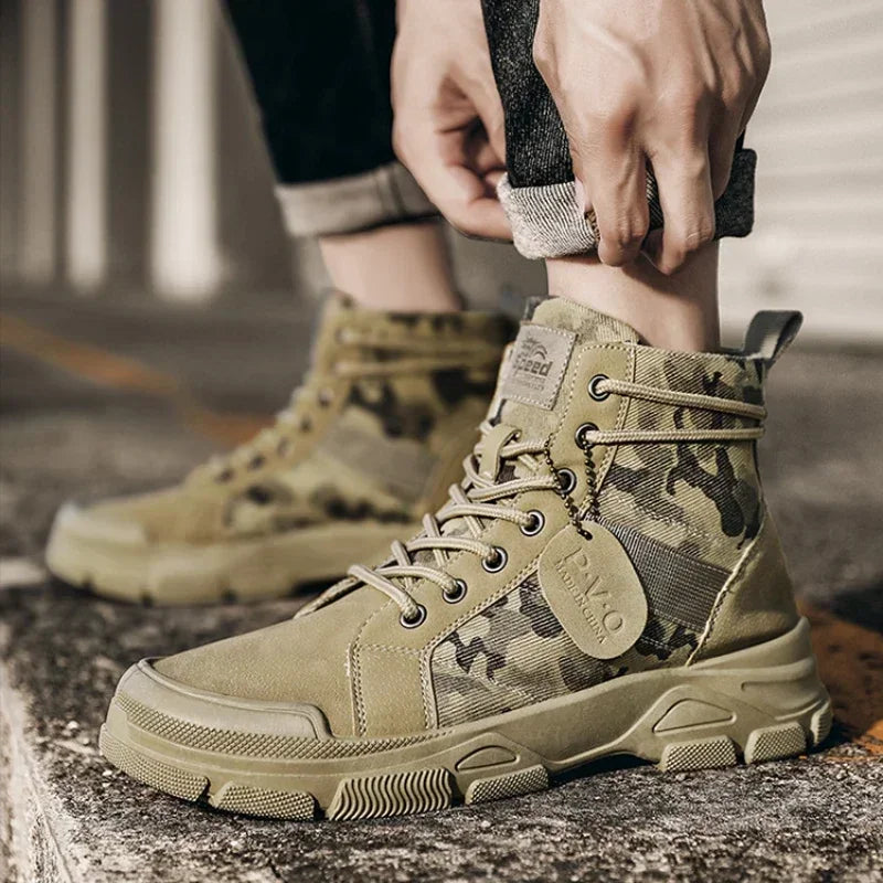 Camouflage Boots for Men Autumn Winter Platform Boots Outdoor High-top Shoes Men Ankle Boots Buty Robocze Meskie Good Vibrations