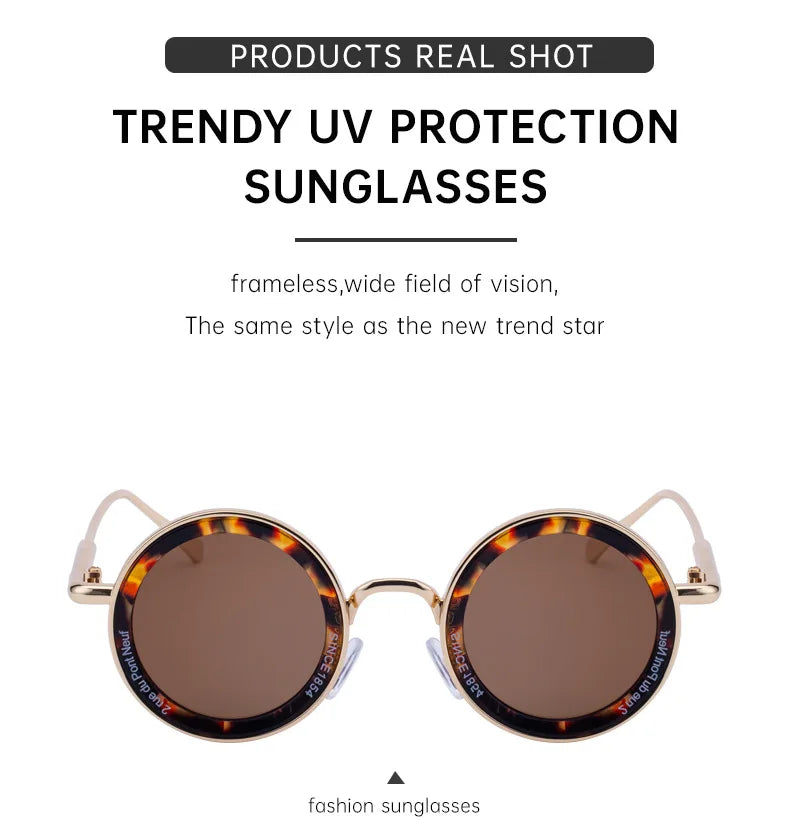 Round Steampunk Sunglass Men Vintage Punk Sunglasses Women Trendy Retro Fashion Glasses Gafas De Sol Hombre Lunette Soleil Femme Good Vibrations