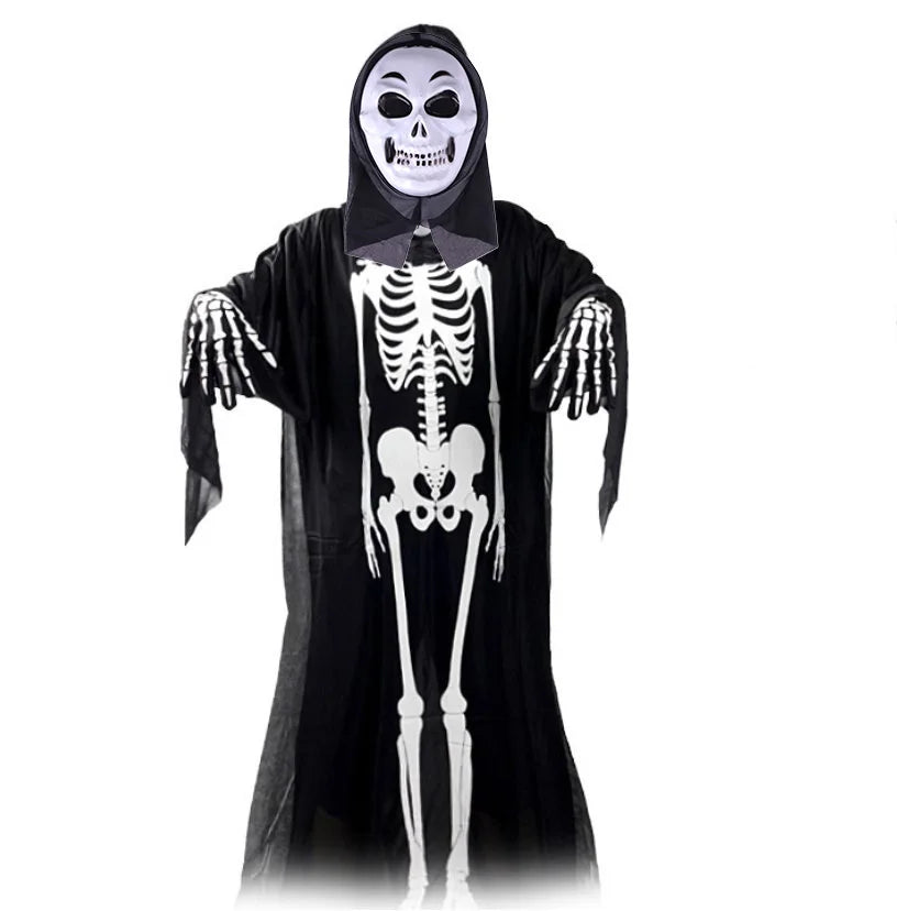 scary halloween costumes adults fantasia cosplay masque LED scream ghost horror mask children black skeleton costume suit Good Vibrations