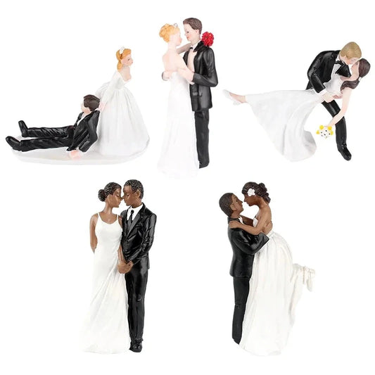 Funny Wedding Cake Toppers Dolls Romantic Bride And Groom Figurines Stand Topper Decoration Supplies Marry Resin Figurine Good Vibrations