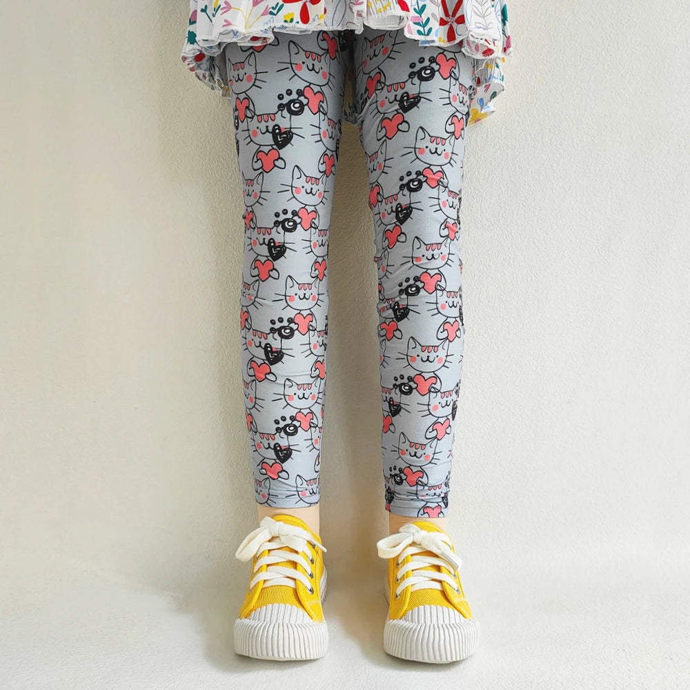 Girls' Leggings Fashion Cartoon Tight Pants Spring and Autumn Baby Girls Slim Fit Flower Leggings Summer Children's Pants Good Vibrations