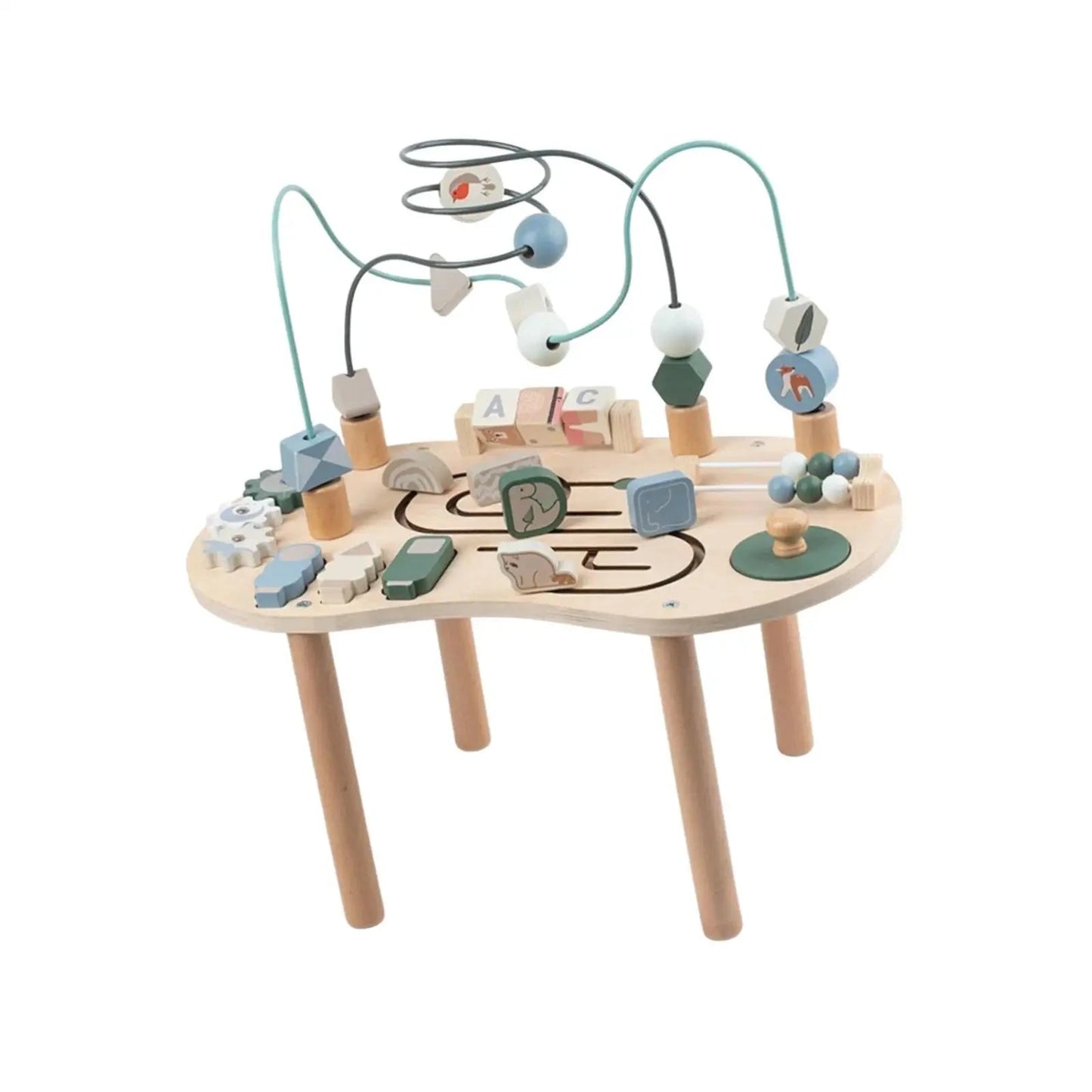 Wooden Activity Table Activity Center Portable Track Maze Wooden Sensory Play Table Sensory Toy for Kids Boys Girls Infant Good Vibrations