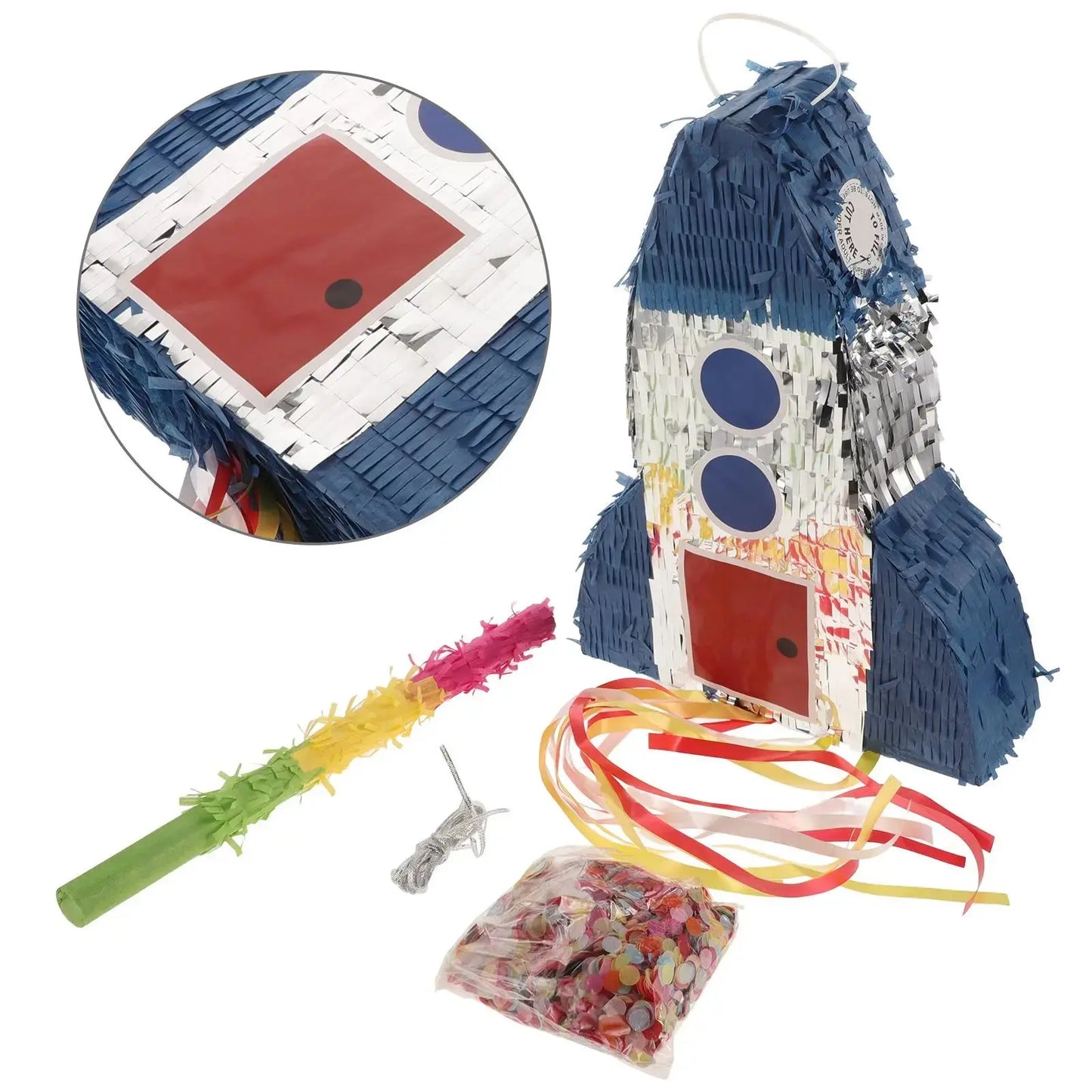 Rocket Piñata Birthday Party Decorations Kids Games Space Theme Party Supplies Fillable Pinata Toys Science Party Balloons Good Vibrations