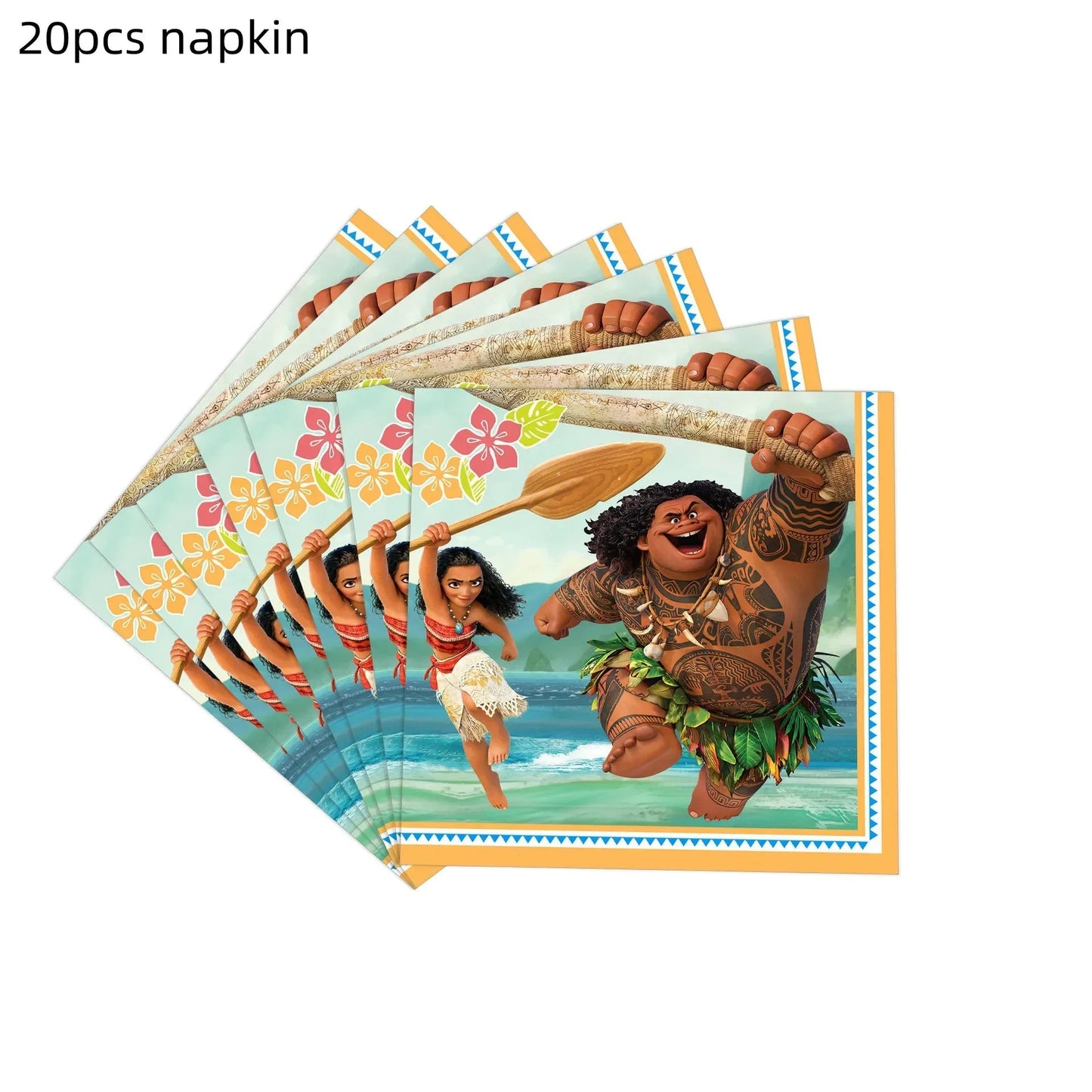 New MINISO Moana Theme Children Birthday Party Disposable Tableware Cup Plate Flag Kids Girls Wedding Party Decoration Supplies Good Vibrations