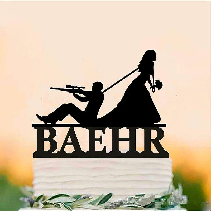 Funny Hunting Wedding Cake Topper Deer Hunt Hunter Wedding Cake Topper Hunt is Over Cake Topper For Wedding/Anniversary/Bridal Good Vibrations