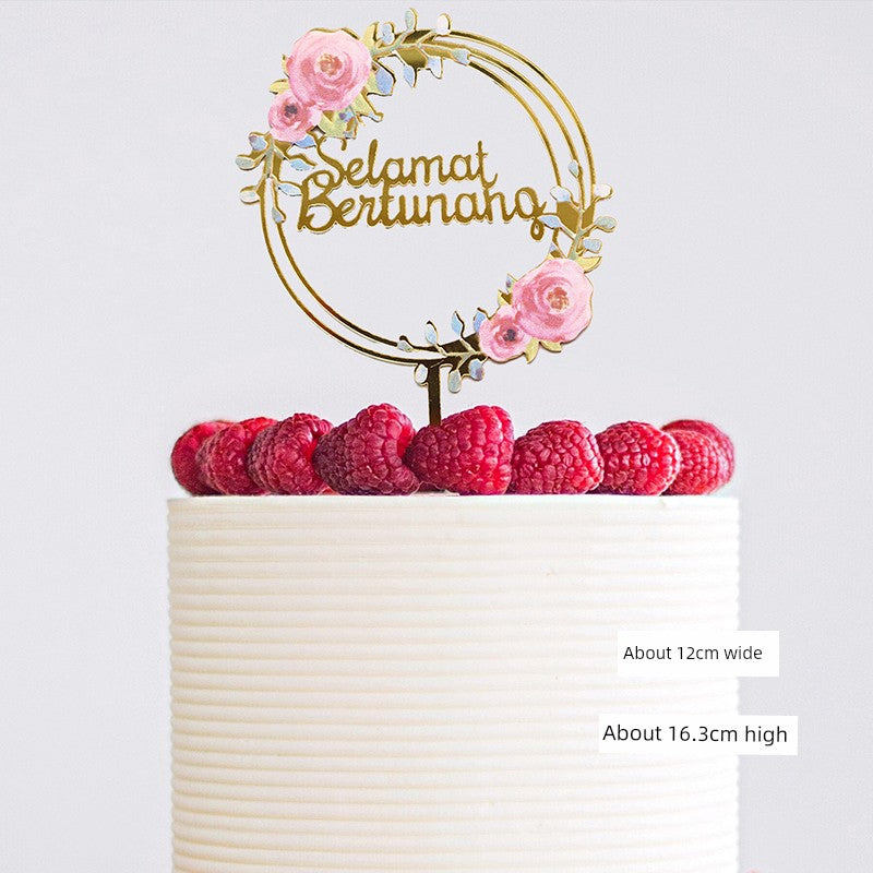 Cross-Border Malay Acrylic Cake Insertion Selamat Pengantin Baru the Wedding Party Decoration Good Vibrations