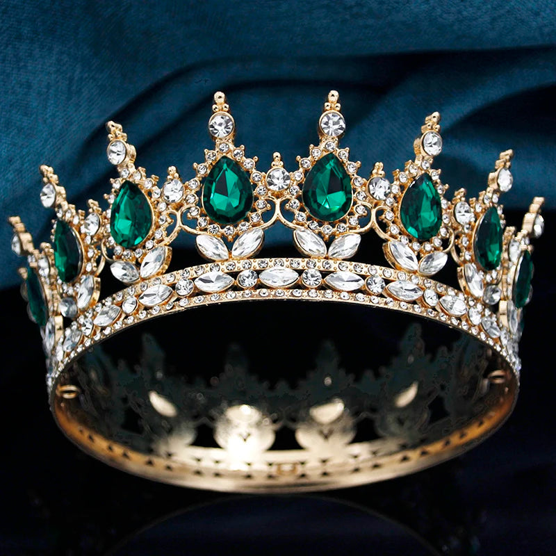 Queen King Wedding Crown Round Tiaras and Crowns Bride Diadem Birthday Party Cake Topper Jewelry Hair Accessory Good Vibrations