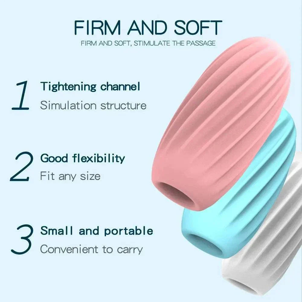 Firm and soft male masturbator cup with tightening channel, good flexibility, and portable design.
