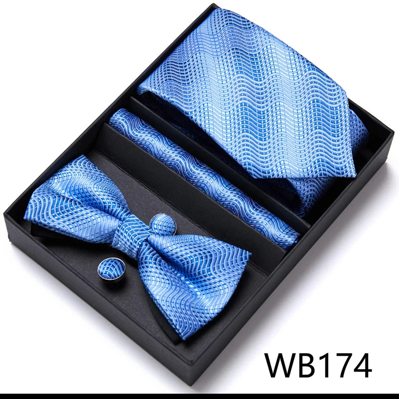 Tie For Men Formal Dress Tuxedo NeckTie Handkerchief Bow Tie Set PlaisyParty Groom Wedding Butterfly Bowtie In Box Good Vibrations