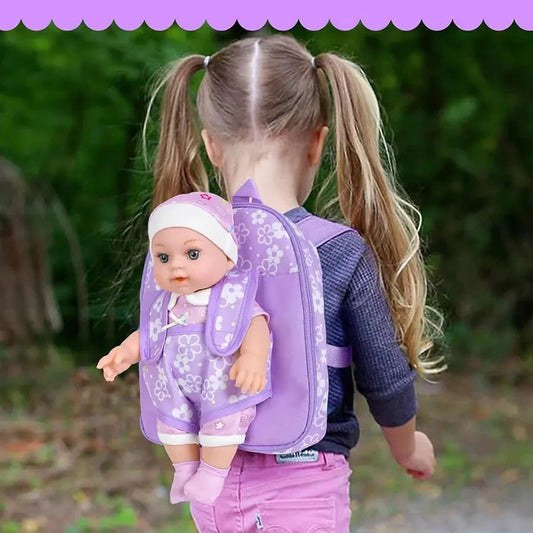 Fashion Newborn Backpack Doll Cute Flower Handbag for Girls Dolls Out Going Carry Bag Christmas Birthday Gift Good Vibrations