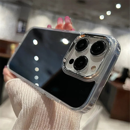 Luxury Acrylic Makeup Mirror Phone Case For iPhone 16 15 14 13 12 11 Pro Max XS X XR Plating Shockproof Back Cases Cover Good Vibrations