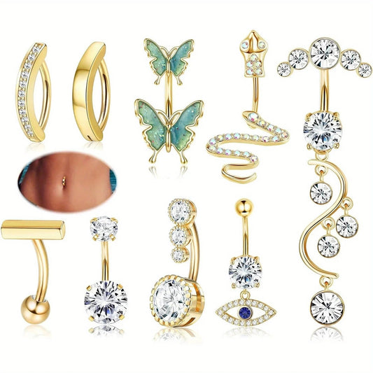 Bobisty 1PC 316L Surgical Stainless Steel Belly Button Ring Dangle for Women Navel Rings Cute Butterfly Clicker Belly Piercing Good Vibrations Adult Super Store