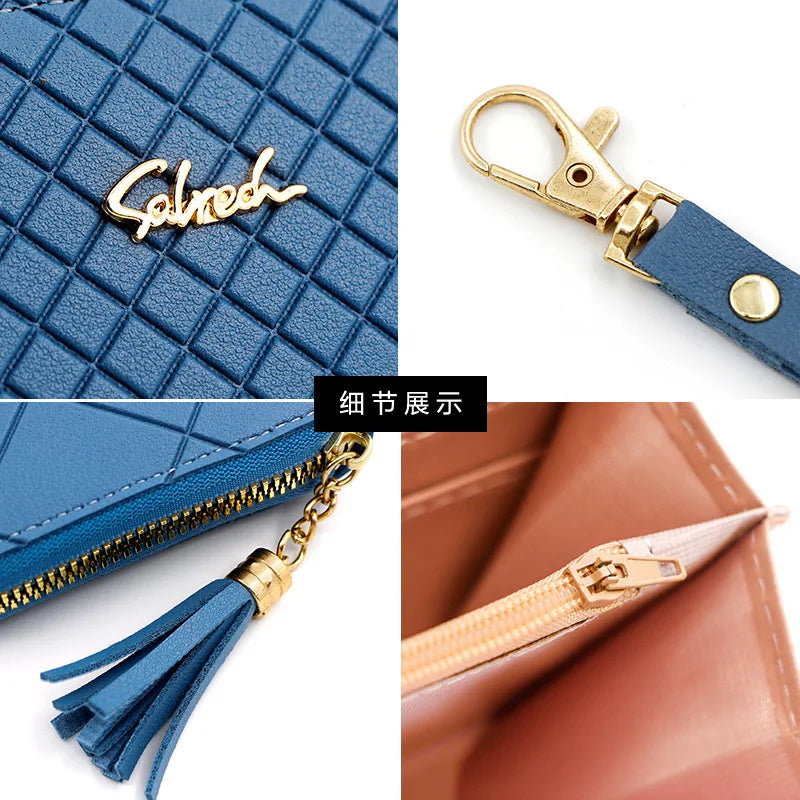 Zipper Money Coin Purse Women Card Holder Long PU Leather Clutch Wallet Large Capacity Lady Wristlet Phone HandBags Money Pocket Good Vibrations