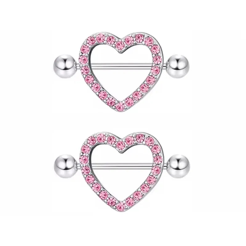 1Pair Pink Butterfly Nipple Piercing Jewelry Shiny Crystal Nipple Rings For Women Girls Heart Nipple Barbells Piercing Pezon Good Vibrations Adult Super Store