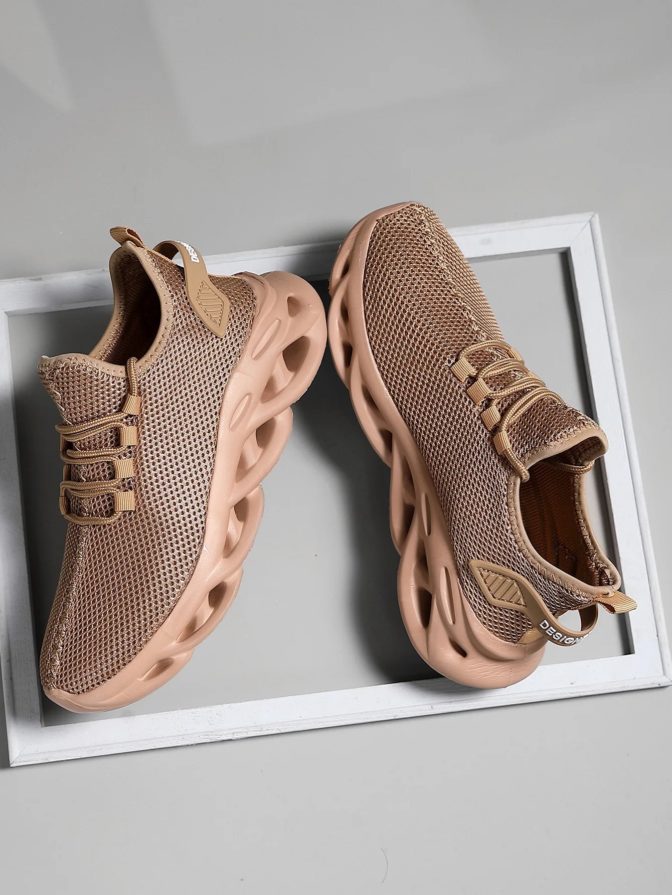 Men Sports Running Black Jogging Shoes Casual Sneakers Brown Outdoor Breathable Mesh Women Light Shock-absorption Black Tennis Good Vibrations
