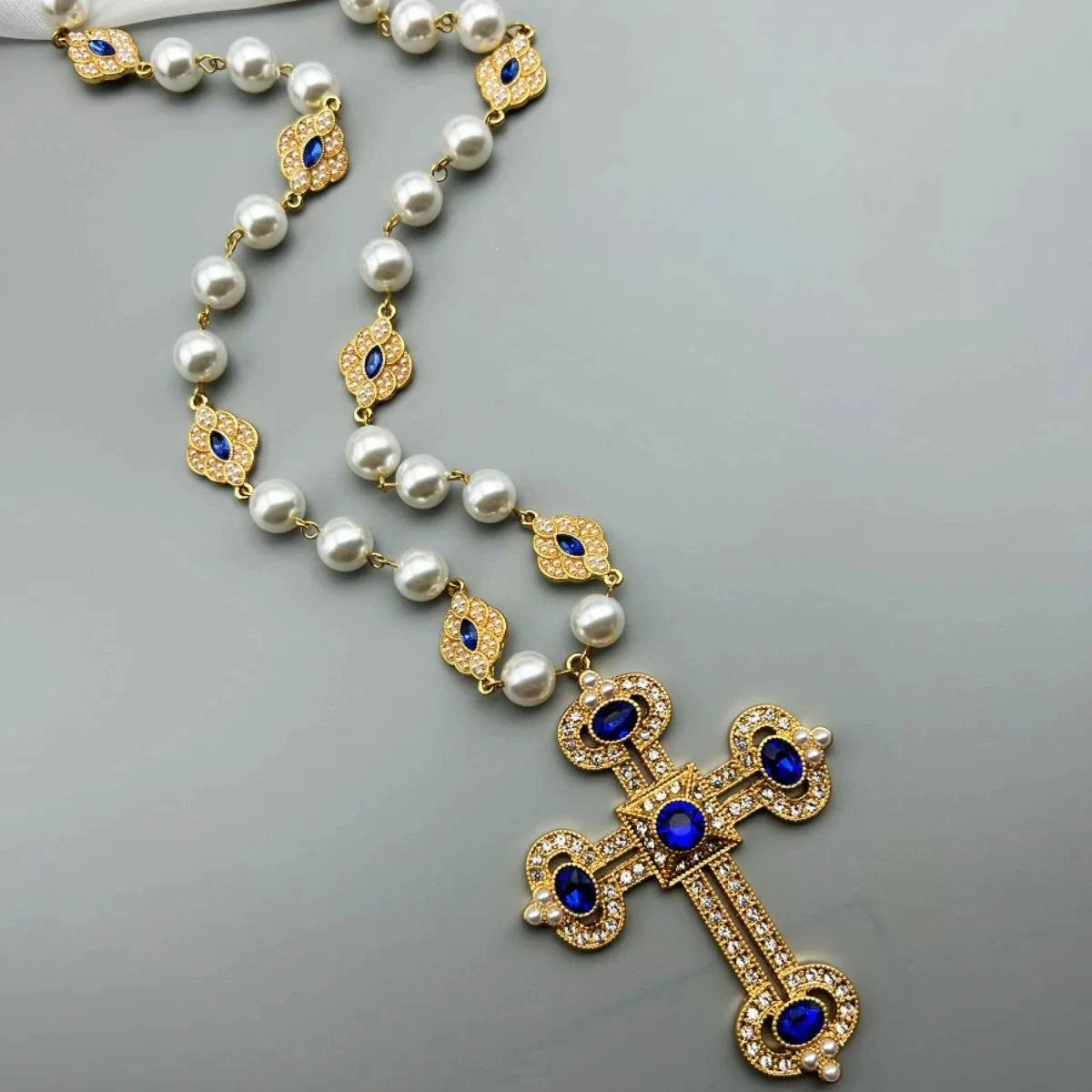 Cross Pendant Necklace with pearl Female Silver 925 and steel Jewelry For Women Fashion girls Good Vibrations