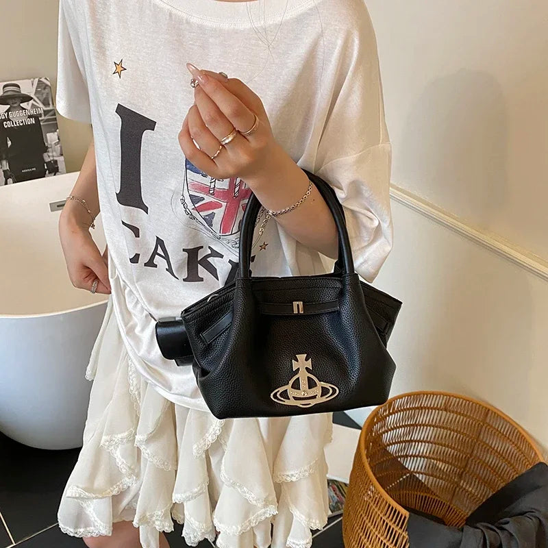 Classic Designer Paris Fashion Tote Messenger Purse Shopper Bag Elegant Leather Solid Color Commuter Good Vibrations
