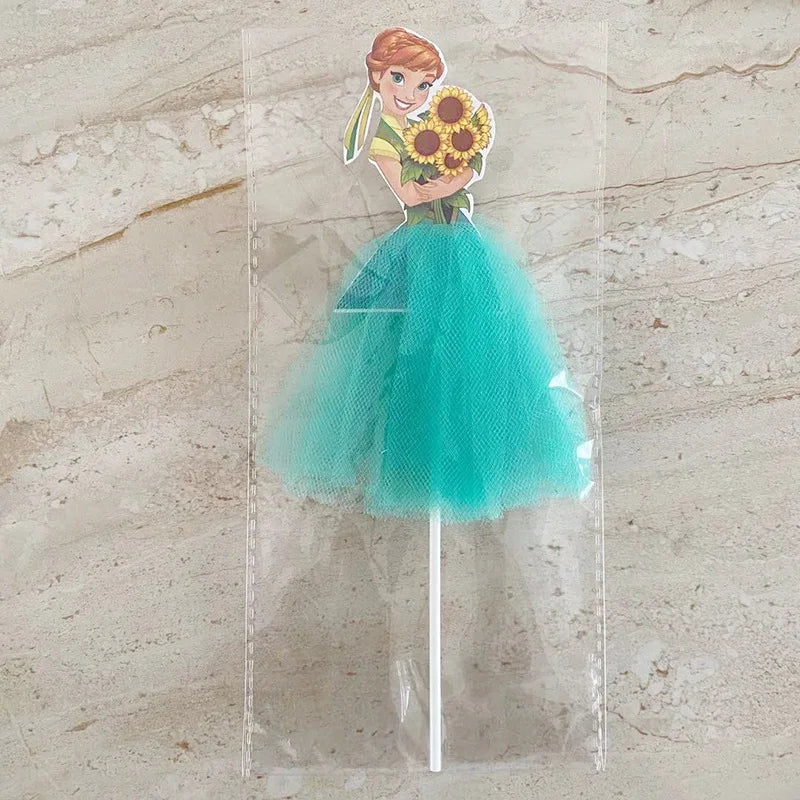 1pcs/lot Tangled Snow White Jasmine Princess Theme Birthday Party Girls Favor Decorate Tiana Beauty Beast Design Cupcake Toppers Good Vibrations