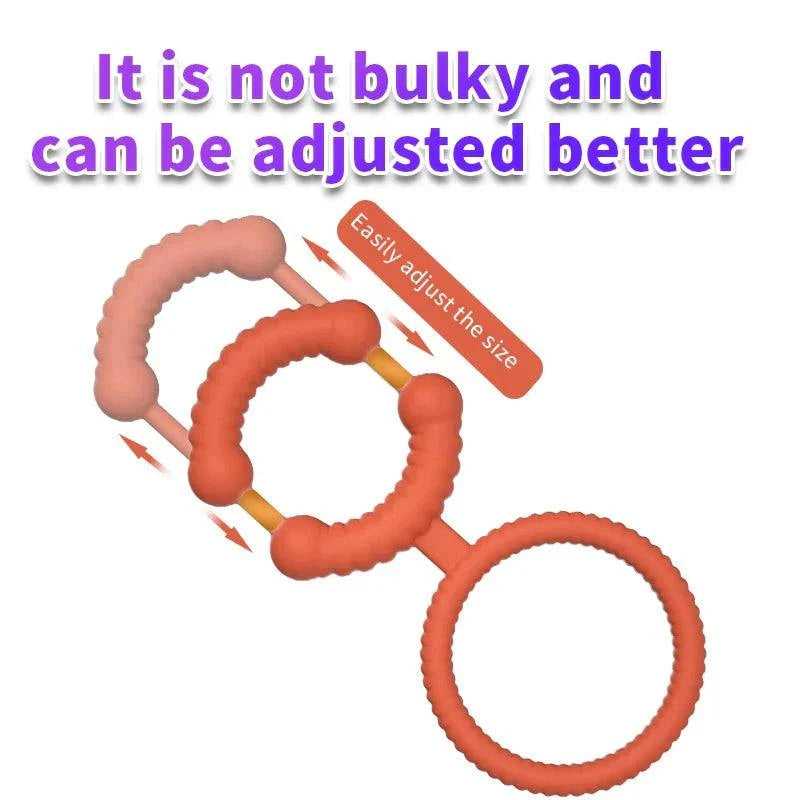 Semen Lock Ring shown with adjustable size, non-bulky design.
