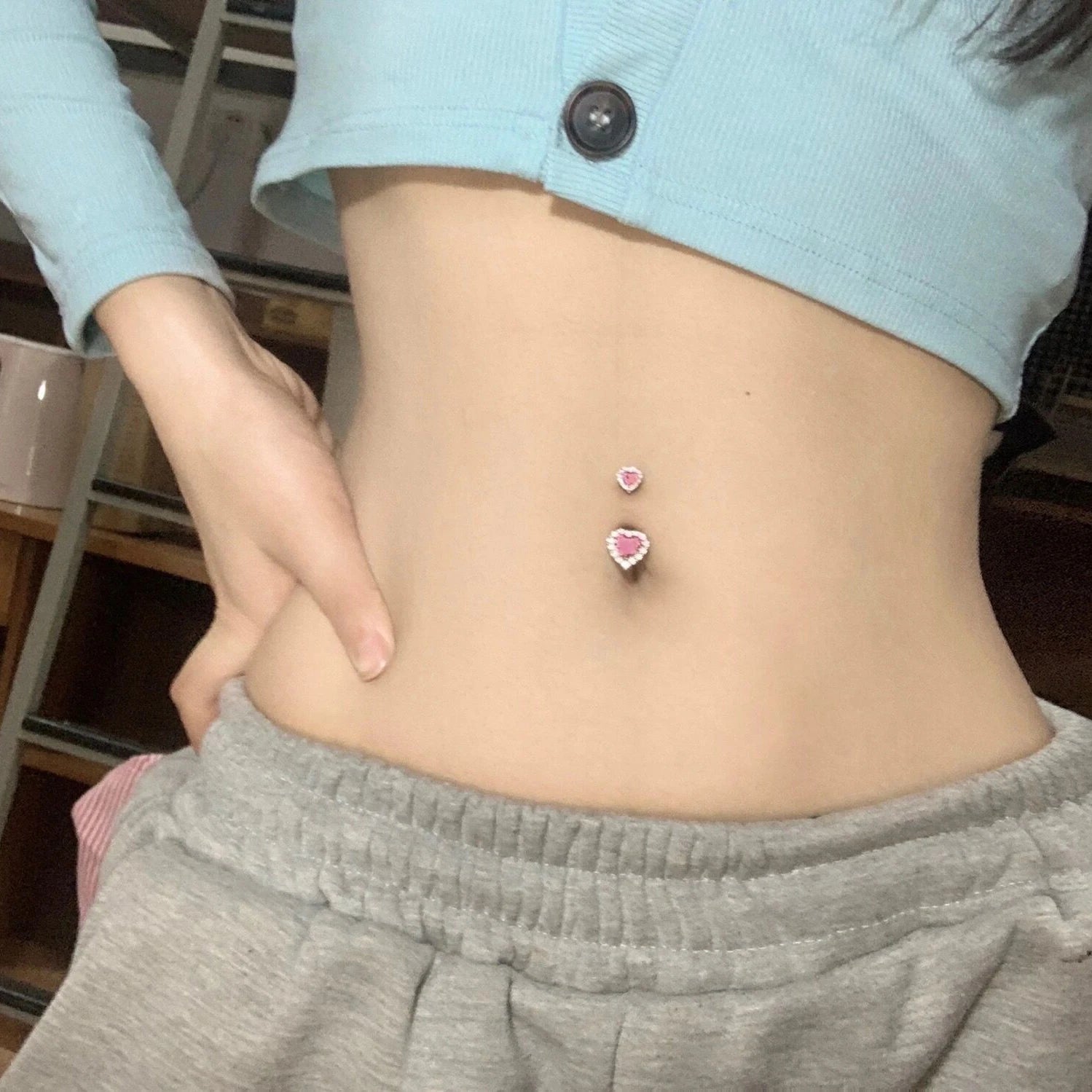 JHJT 14G Heart Belly Button Piercing Navel Ring 316L Surgical Stainless Steel CZ Belly Piercing Ombligo Jewelry for Women Good Vibrations Adult Super Store