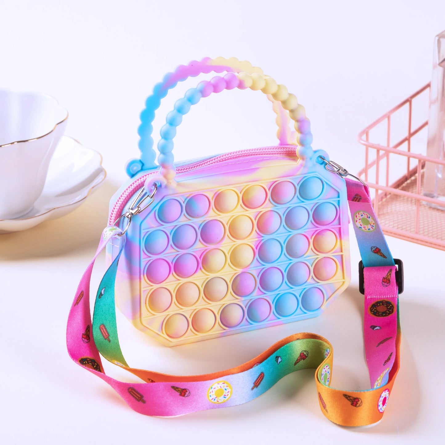 Pop Purse Silicone Sensory Push Pop Bubble Bag Crossbody Bag Antistress Toys Reliver Autism Handbag Coin Pouch for Kids Good Vibrations