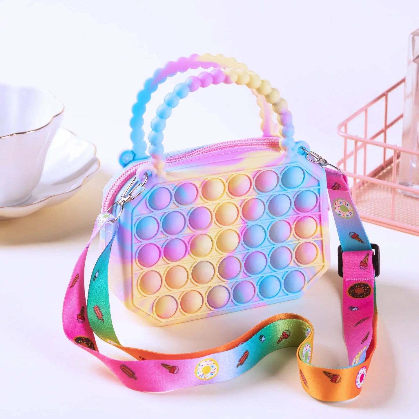 Pop Purse Silicone Sensory Push Pop Bubble Bag Crossbody Bag Antistress Toys Reliver Autism Handbag Coin Pouch for Kids Good Vibrations