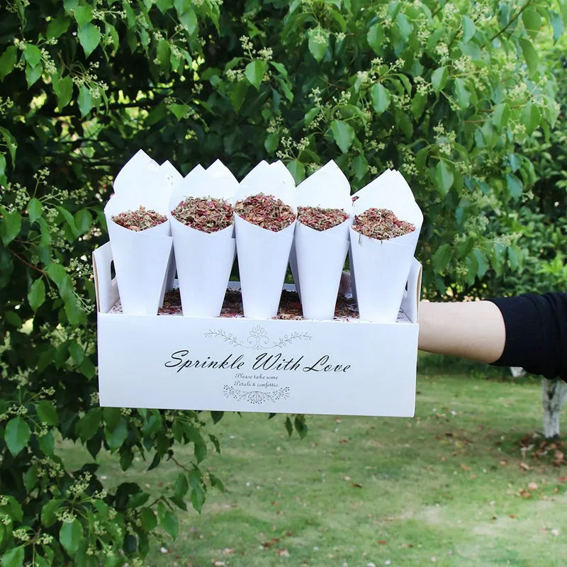 Kraft Paper Wedding Tray Confetti Cone Stand Box Tray Rustic Wedding Decoration Wedding Confetti Cones Wedding Cones Set supply Good Vibrations