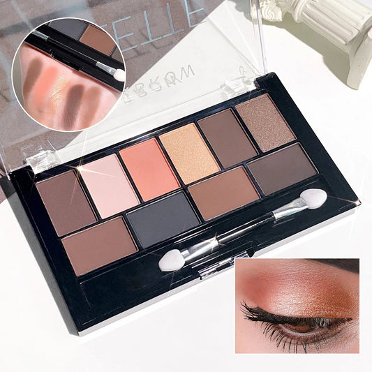 Ten color eyeshadow palette pearlescent matte fine shimmer earth tones beginner daily nude eyeshadow palette makeup Good Vibrations