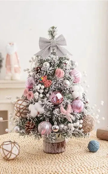 45CM Mini Christmas Tree Desktop Decorations with LED Lights Xmas New Year 2024 Ornaments Home Office Party Decors Festival Gift Good Vibrations