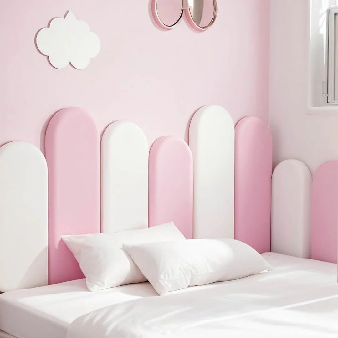 1PC 40x20cm Bed Headboard Bedroom Decor Head Board Wood Wall Panels Home Decoration Tatami Anti-collision Soft Back Wall Mat Good Vibrations