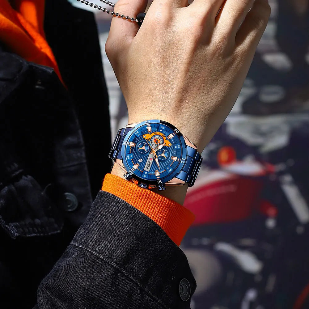 Watches For Men CURREN Man WristWatch Waterproof Chronograph Men Watch Military Top Brand Luxury StainlessSteel Sport Male Clock Good Vibrations