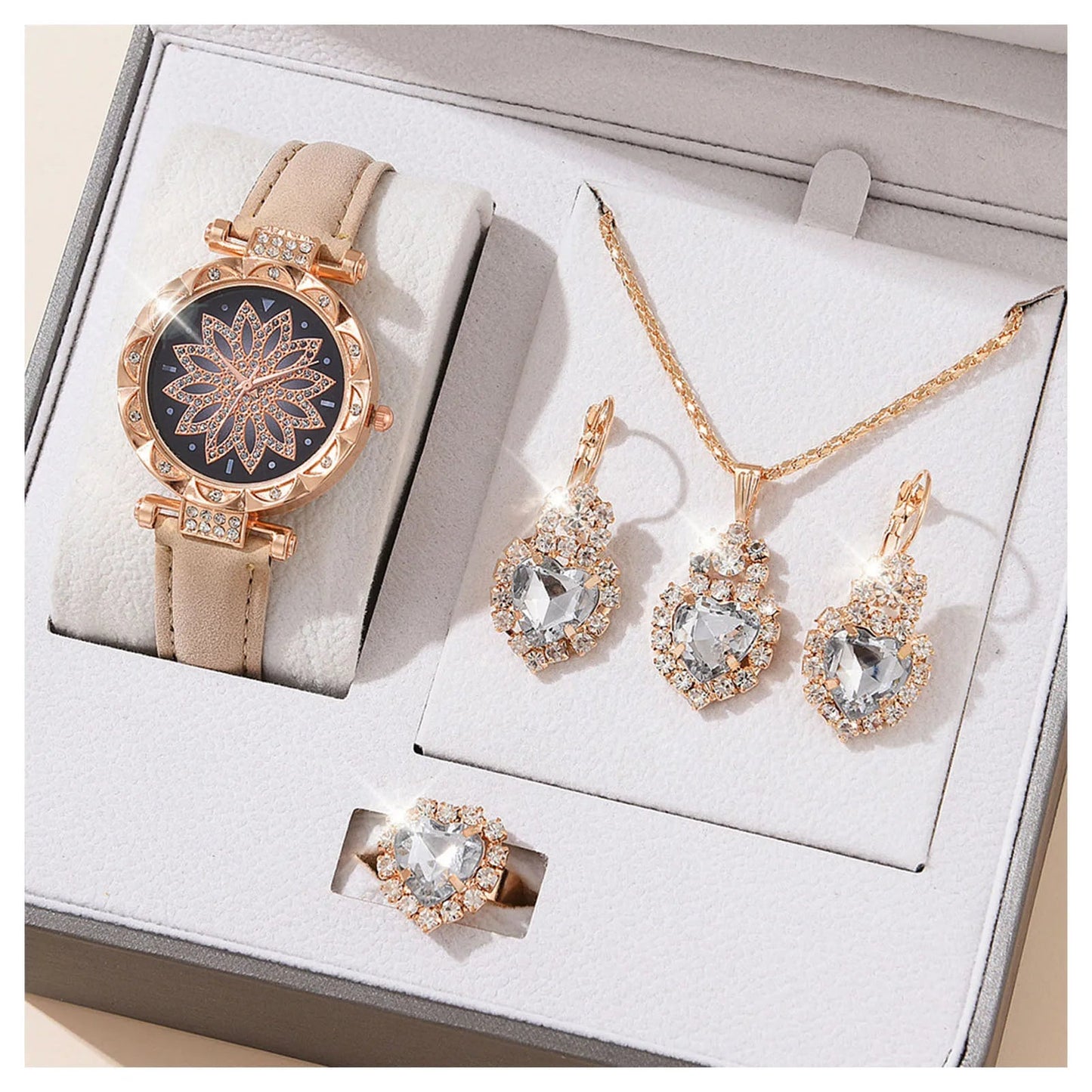 Watches Sets Gifts for Women Crystal Bling Wristwatch Jewelry Kit Gift for Mom Wife Girlfriend Good Vibrations Adult Super Store
