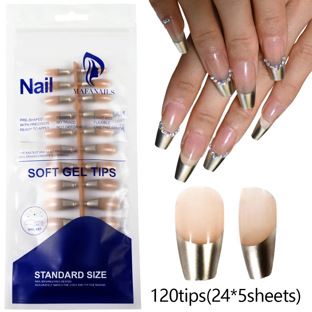 120pcs Pink French Tip Press-On Nails Medium Length Square Shape With Glossy Finish False Nails Full Cover Pre-Shaped Fake Nails Good Vibrations