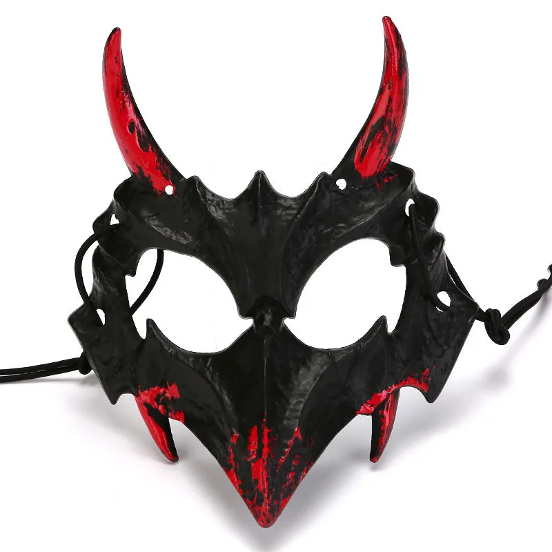 Halloween Bone Skull Masks Half-face Bloody Mask Cosplay Dragon God Fierce Tiger Night Fork Tengu Man Wolf Mask Party Decor Prop Good Vibrations