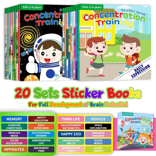 10/20 Volumes of New Sticker Book Focus Potential Development Stickers Children Enlightenment Baby Early Education Book Good Vibrations