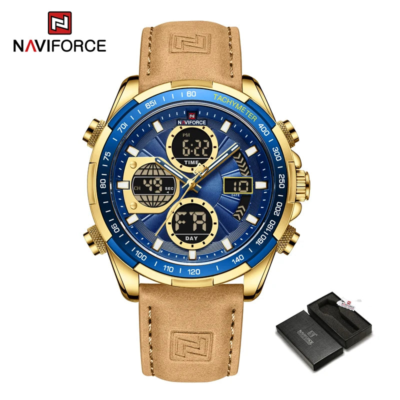 New NAVIFORCE Watches for Men Leather Mens Military Sport Waterproof Watch Quartz WristWatch Chronograph Male Clock Good Vibrations