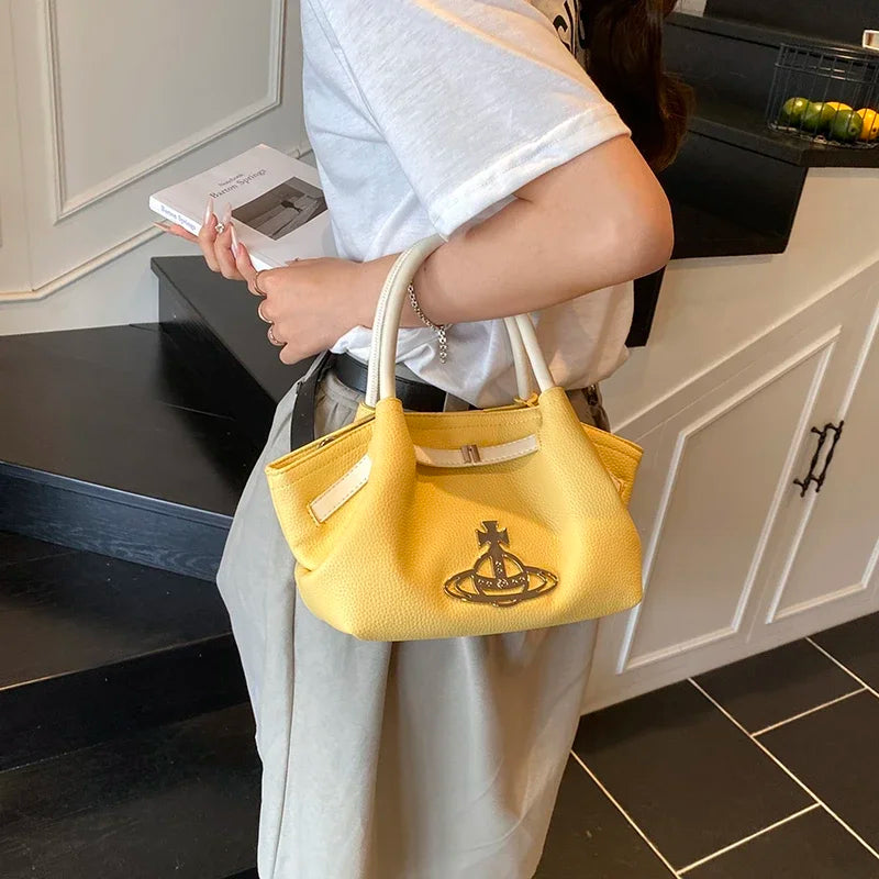 Classic Designer Paris Fashion Tote Messenger Purse Shopper Bag Elegant Leather Solid Color Commuter Good Vibrations