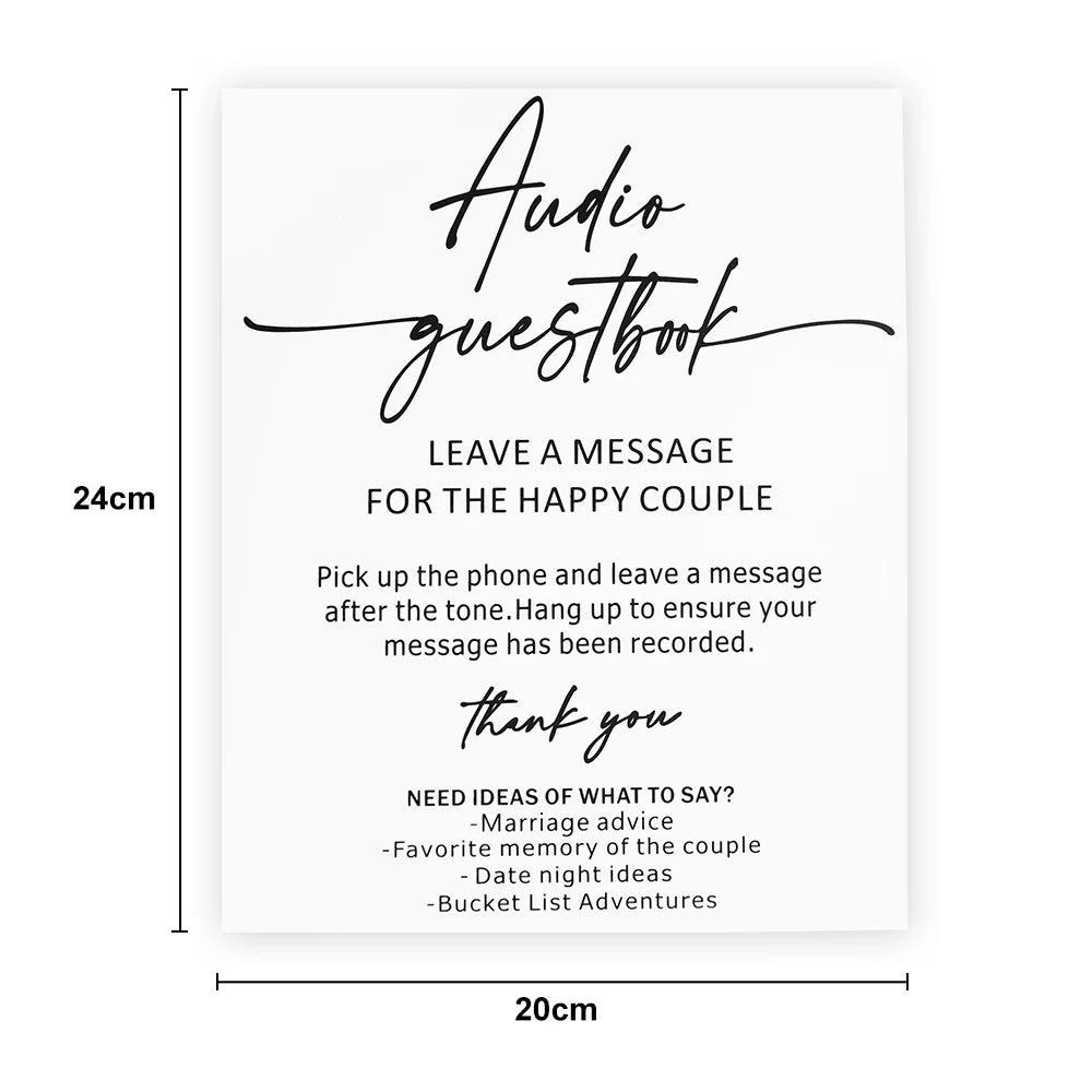 Audio Guestbook Pick Up The Phone Leave A Message For The Newlyweds Clear Glass Look Acrylic Wedding Sign, Guest Book Lucite Good Vibrations