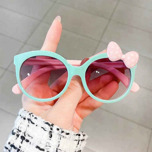 1PC new plastic children's sunglasses with UV protection, girls' glasses with bow tie, little princess Good Vibrations