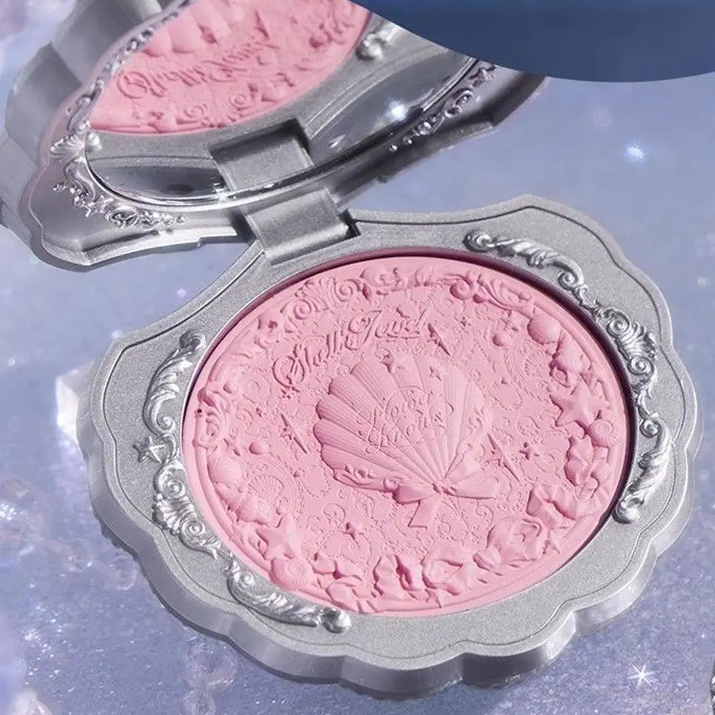 Flower Knows Pearl Shell Shape Velvet Embossed Blush Matte Finish Buildable Blendable Powder Blush For Cheeks For All Skin Tones Good Vibrations
