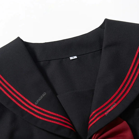 BLACK Orthodox College Style Japanese Korean Student School Uniform JK Uniform Girl Anime Cosplay Sailor Suit Class Top Skirts-A Good Vibrations Adult Super Store