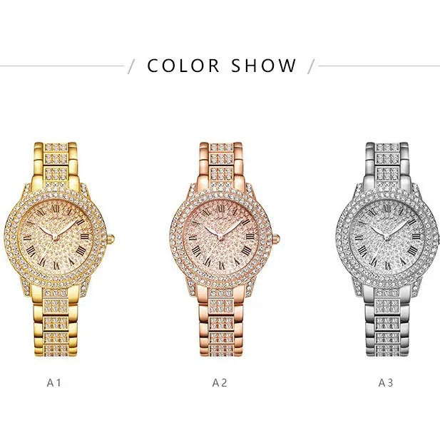 Women's Watches Fashion Original Quartz Wrist Watch for Ladies Roman Dial Dazzling Diamond Waterproof Luminous Luxury New Good Vibrations