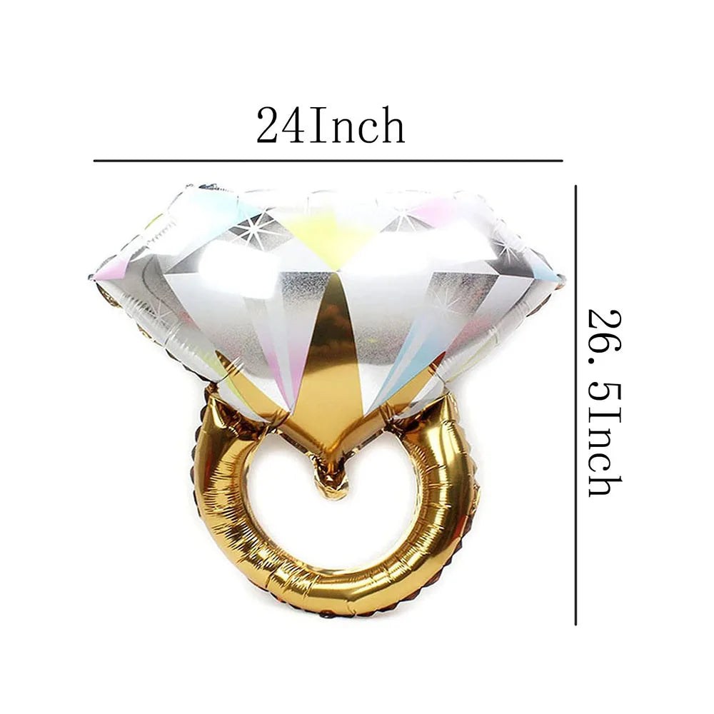 4/2pcs Wedding Decor Diamond Ring Foil Balloons Engagement Wedding Ring Shaped Balloon Bridal Shower Hen Party Supplies Good Vibrations