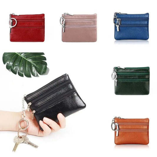 PU Leather Portable Money Coin Purse with Key Ring Waterproof Pocket Purse Zipper Wear-resistant Credit Card Holoder Man Women Good Vibrations