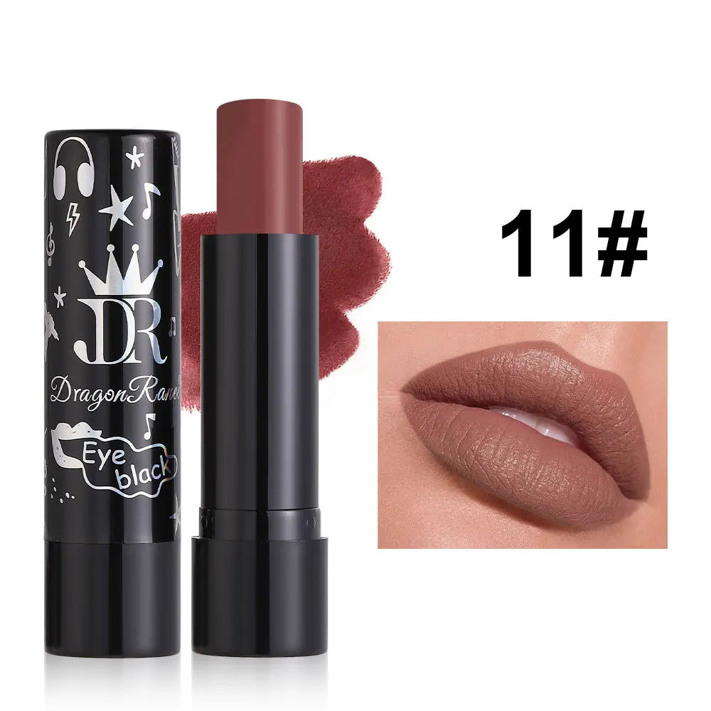 12 Colors Matte Nude Red Lipsticks Waterproof Pink Black Purple Velvet Lipstick Long Lasting Makeup Lip Stick Halloween Cosmetic Good Vibrations