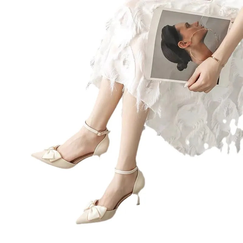 Medium Heel Heels Women's Shoes Trend Pointed Toe Butterfly Stilettos Elegant Dress Weddings Bridal Party White Designer Good Vibrations
