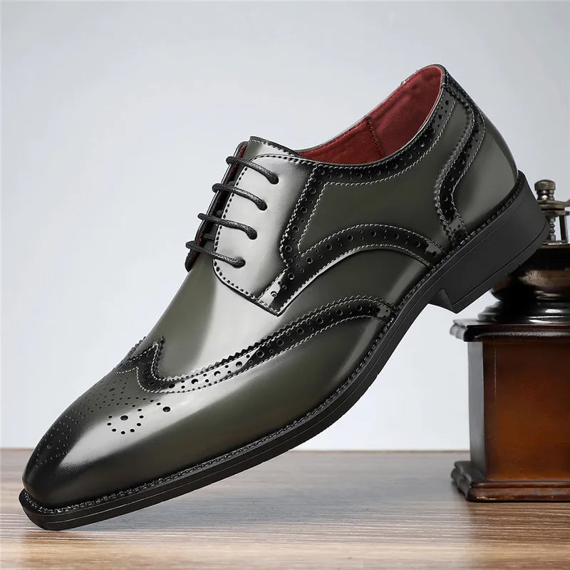 Fashion New Men's Pointed Green White Casual Brogues Oxford Shoes Male Wedding Dress Homecoming Formal Wedding Formal Footwear