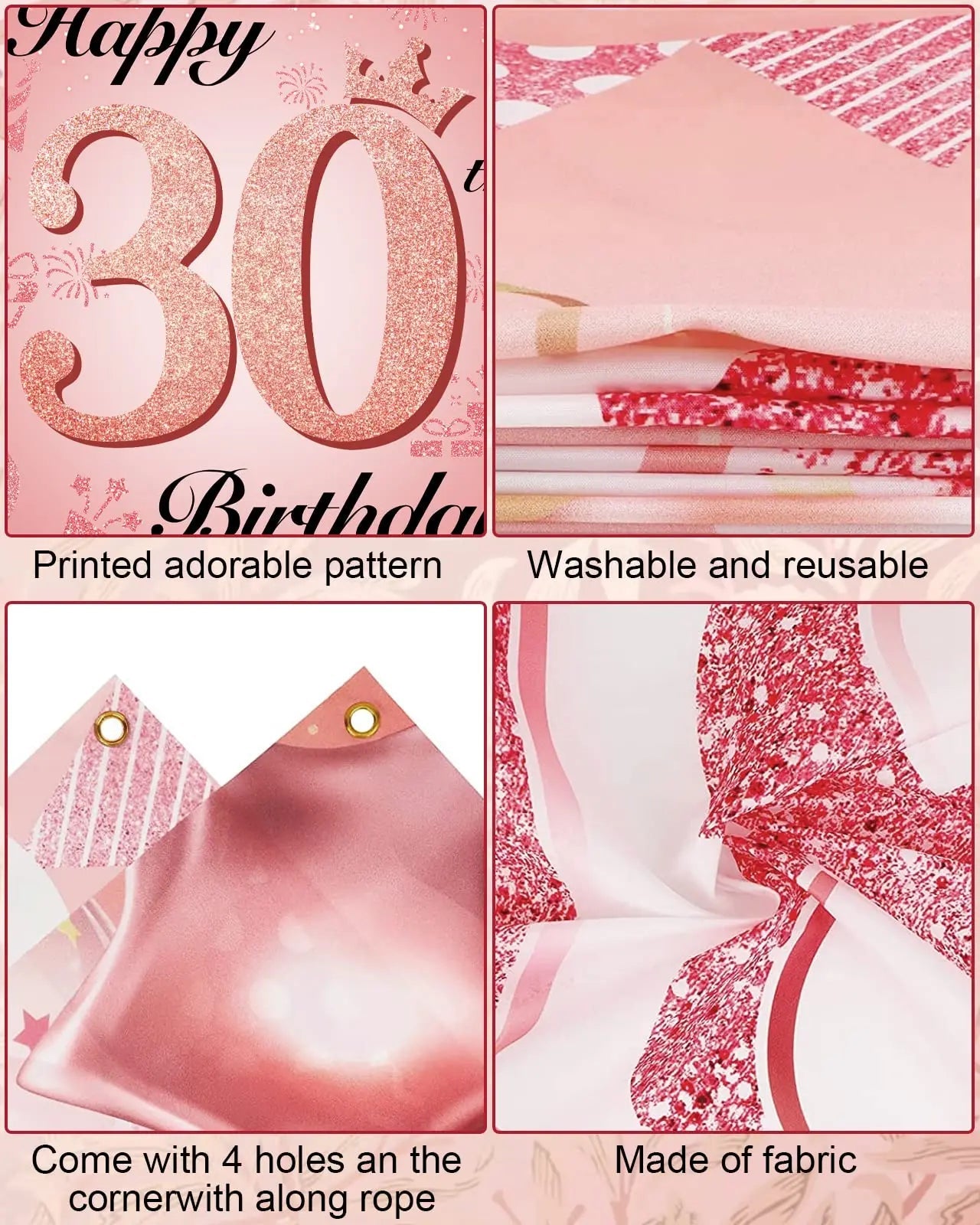 30th 40th 50th Birthday Decorations Women 30th Birthday Balloon Rose Gold Happy Birthday Banner 40th Happy Birthday Balloon Good Vibrations