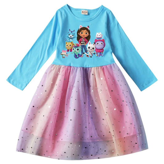 Gabbys Dolhouse Dress Kids Gaby Chat Clothes Baby Girls Long Sleeve Casual Dresses Wedding Party Sequin Birthday Gifts Vestidos Good Vibrations