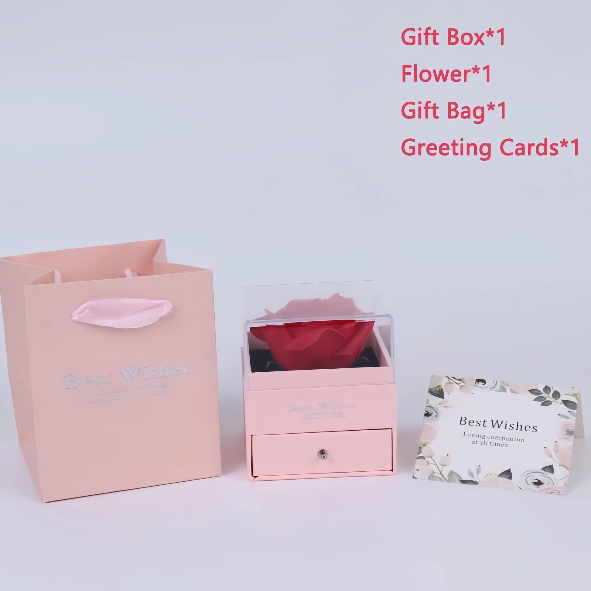 Women's Holiday Gifts Eternal Red Rose With Heart Necklace Flower Lipstick Gift For Mom Girlfriend Birthday From Daughter Sons Good Vibrations